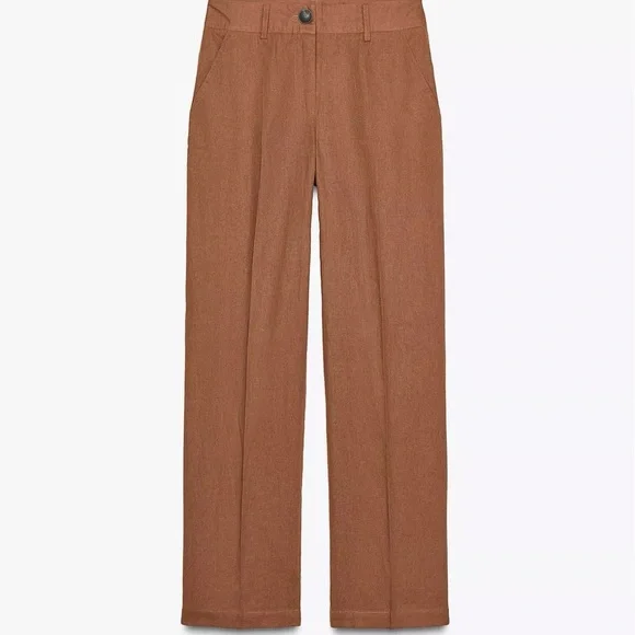 Zara Elegant Brown Women's Linen Pant Set - Picture 4 of 12